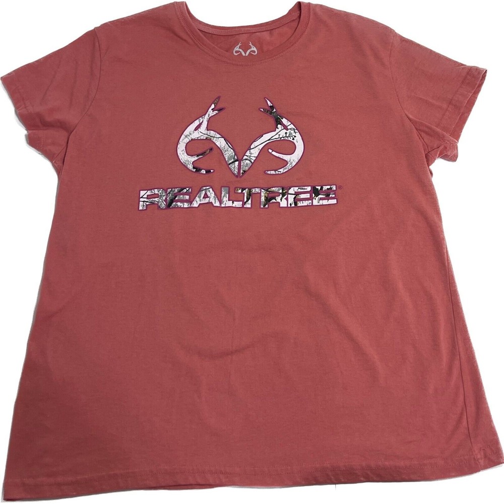 Realtree Short Sleeve T- Shirt Womans Size XL Peach